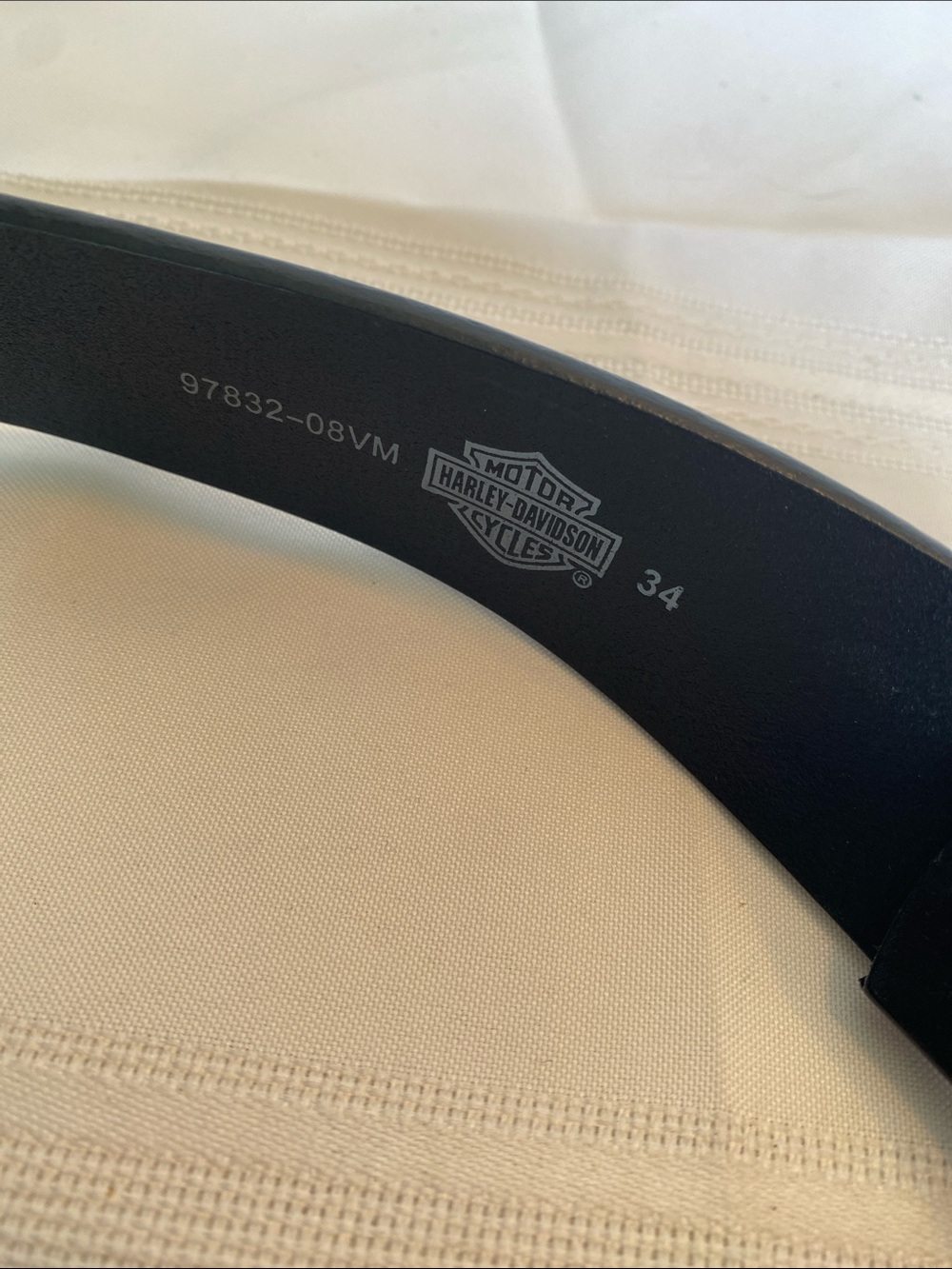 Vintage Harley-Davidson Motorcycle Black Leather Belt SPELLOUT size 34 - Picture 3 of 7